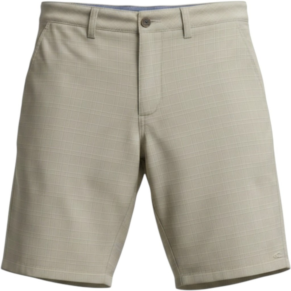 O'Neill Men's Shorts Size 32 Khaki Plaid Flat Front Stretch Walking Golf 10"